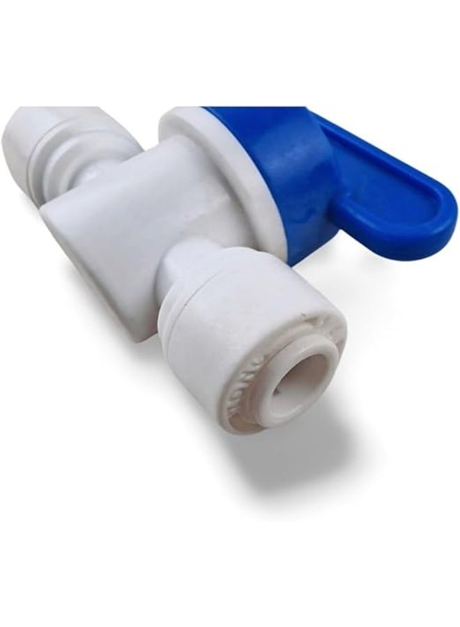 صمام كروي للمياه بوصلات دفع سريعة، أبيض وأزرق، بلاستيك، لأنظمة تنقية المياه وفلاتر RO، 2 منفذ، 0.635 سم - Image 2